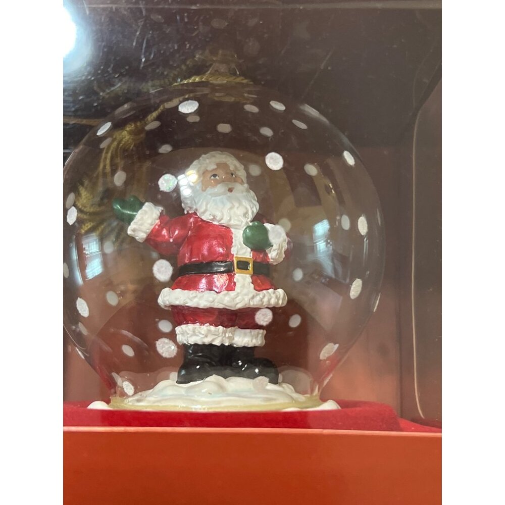 Gorham Winter Follies Crystal Santa Ornament Original Box Christmas Holiday